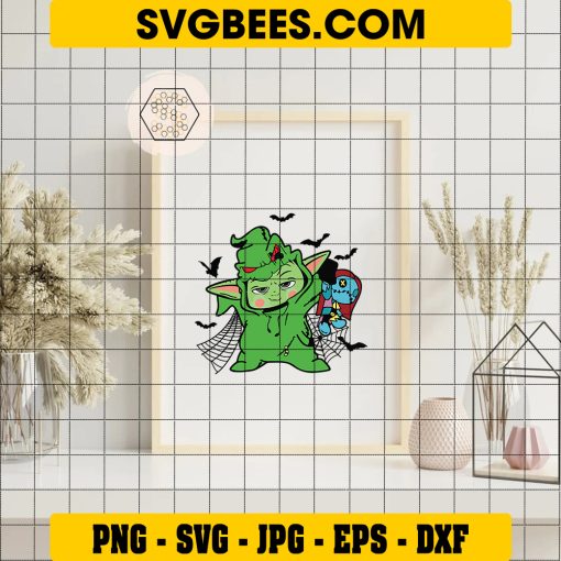 Baby Yoda Oogie Boogie SVG, Halloween Spooky Star Wars SVG on Frame