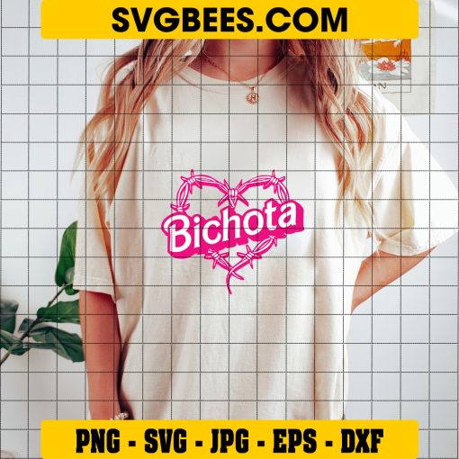 Bichota Pink SVG, G Bichota SVG, Wire Heart Tattoo SVG on Shirt