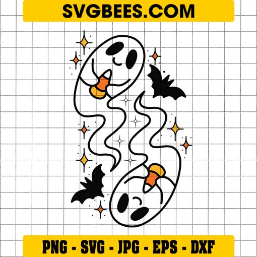 Candy Corn Ghosts SVG, Halloween Ghost Candy SVG
