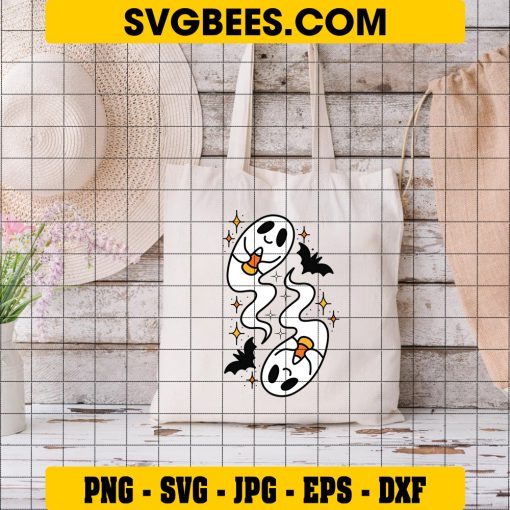 Candy Corn Ghosts SVG, Halloween Ghost Candy SVG on Bag