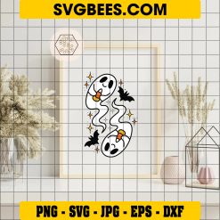 Candy Corn Ghosts SVG, Halloween Ghost Candy SVG on Frame