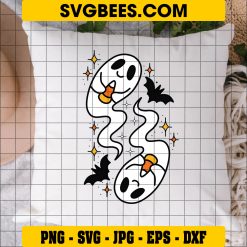 Candy Corn Ghosts SVG, Halloween Ghost Candy SVG on Pillow