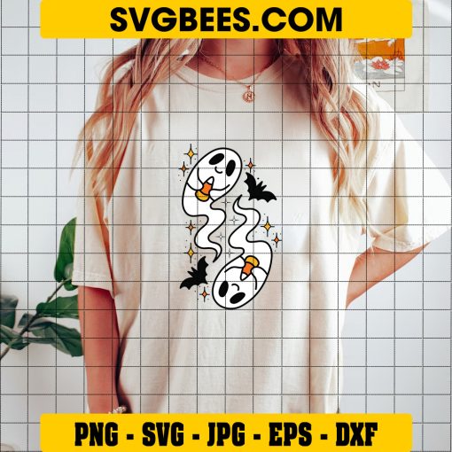 Candy Corn Ghosts SVG, Halloween Ghost Candy SVG on Shirt
