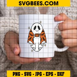 Chibi Ghost Bat Halloween SVG, Ghost Pumpkin Coffee SVG on Cup