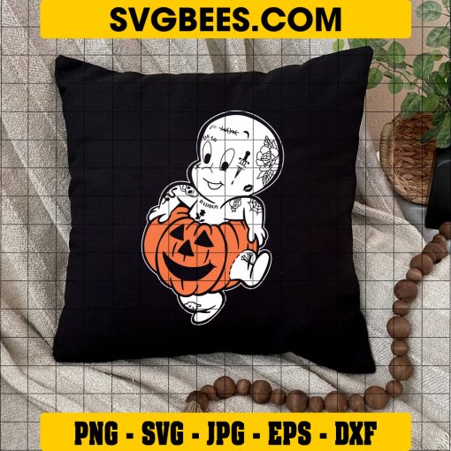 Dead Bad Boy Halloween SVG, Baby Ghost Pumpkin Halloween SVG on Pillow