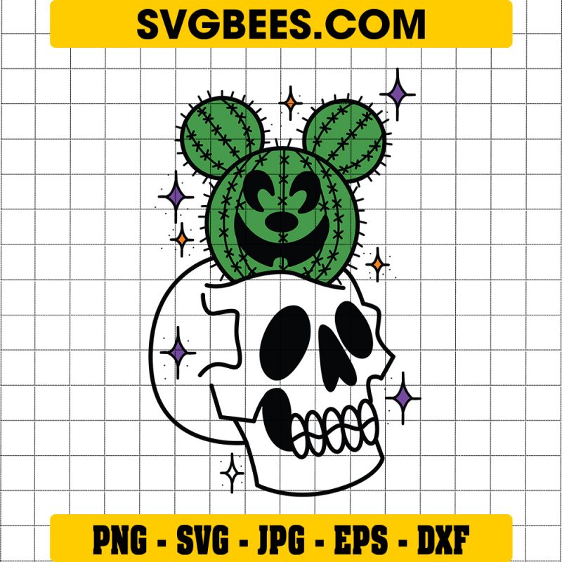 Disney Cactus Skull SVG, Skull and Mickey Mouse Halloween SVG