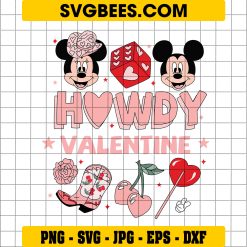Disney Howdy Valentine SVG, Mickey and Minnie Western SVG