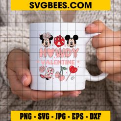 Disney Howdy Valentine SVG, Mickey and Minnie Western SVG on Cup