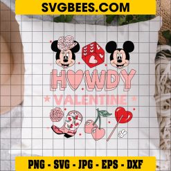 Disney Howdy Valentine SVG, Mickey and Minnie Western SVG on Pillow