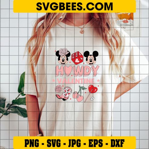 Disney Howdy Valentine SVG, Mickey and Minnie Western SVG on Shirt