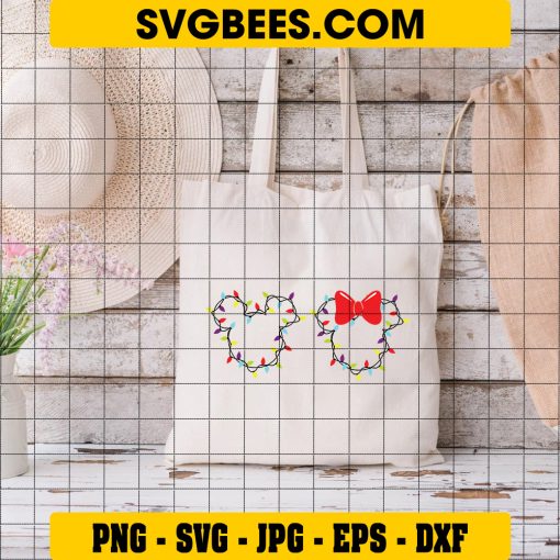 Disney Mouse Christmas Lights SVG, Mickey Minnie Mouse Merry Christmas SVG on Bag