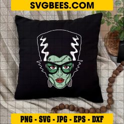 Frankensteins Girl Halloween SVG, Girl Zombies Halloween SVG on Pillow