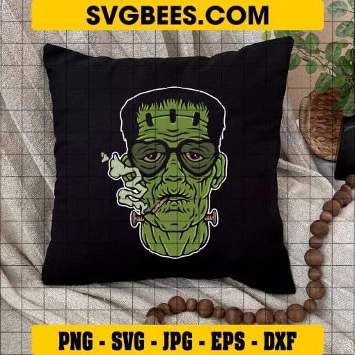 Frankensteins Monster Halloween SVG, Frankensteins Smocking Halloween SVG on Pillow