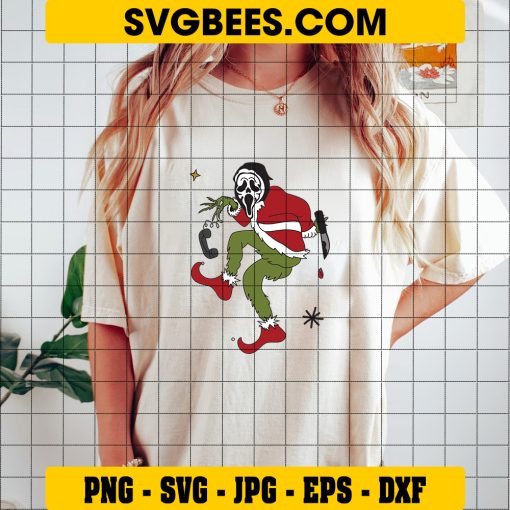 Ghost Grinch Hand Phone SVG, The Grinch Horror Movies SVG, Ghost Grinch Christmas SVG on Shirt