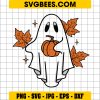Ghost Pumpkin Fall Halloween SVG, Cute Ghost Leaves Fall SVG