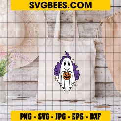 Ghost Pumpkin Spice Halloween SVG, Kawaii Ghost halloween SVG on Bag