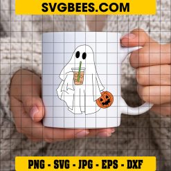 Ghost and Coffee Halloween, Halloween Ghost Pumpkin SVG on Cup