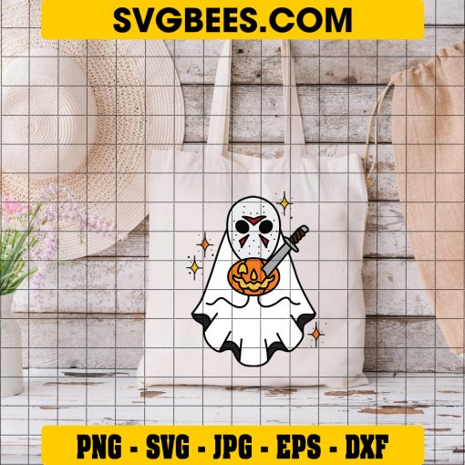 Ghostface Jason Voorhees SVG, Chibi Jason Voorhees Halloween SVG on Bag