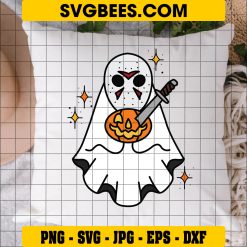 Ghostface Jason Voorhees SVG, Chibi Jason Voorhees Halloween SVG on Pillow