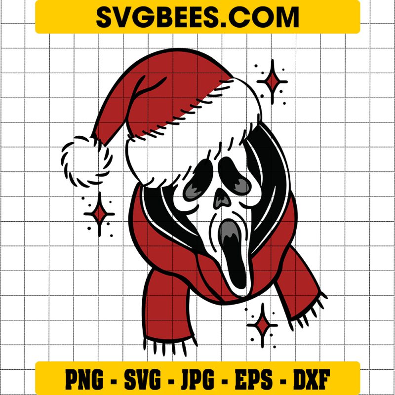 Ghostface Santa Christmas SVG, Ghost Scream Merry Christmas SVG