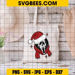 Ghostface Santa Christmas SVG, Ghost Scream Merry Christmas SVG on Bag