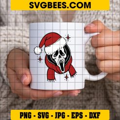 Ghostface Santa Christmas SVG, Ghost Scream Merry Christmas SVG on Cup