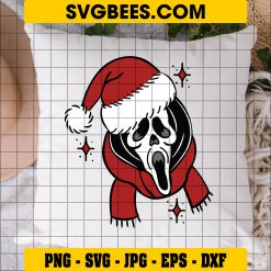 Ghostface Santa Christmas SVG, Ghost Scream Merry Christmas SVG on Pillow