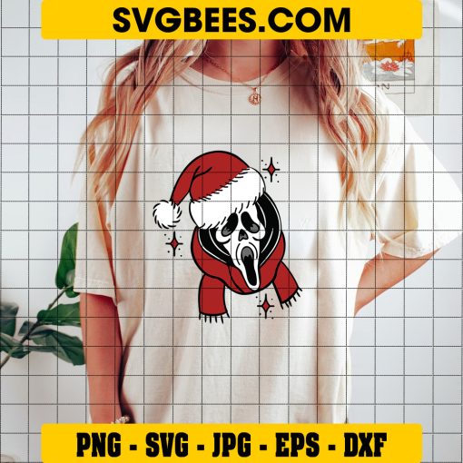 Ghostface Santa Christmas SVG, Ghost Scream Merry Christmas SVG on Shirt