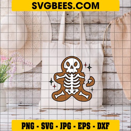 Gingerbread Skeleton Christmas SVG, Gingerbreadman Cookie SVG on Bag