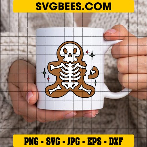 Gingerbread Skeleton Christmas SVG, Gingerbreadman Cookie SVG on Cup