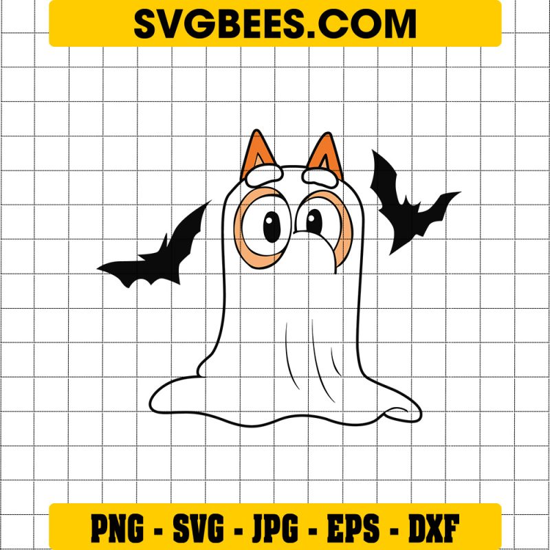Halloween Bluey and Bingo SVG, Halloween Ghost Bluey SVG