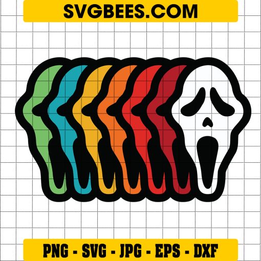Halloween Coloful Ghostface SVG, Halloween Ghost SVG