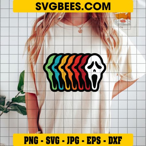 Halloween Coloful Ghostface SVG, Halloween Ghost SVG on Shirt