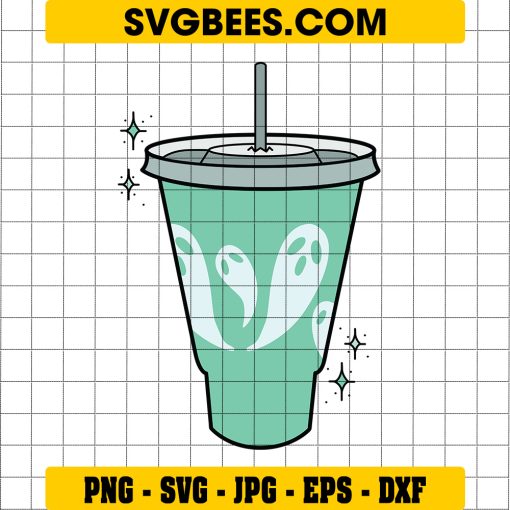 Halloween Cup Wrap Ghost SVG, No Hole Ghost Halloween SVG