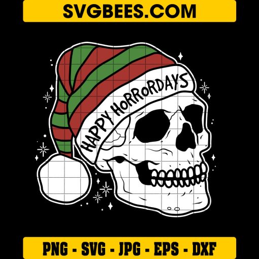 Happy Horror Days SVG, Skeleton Santa Hat Christmas SVG