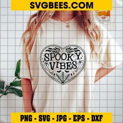 Heart Spooky Vibes Halloween SVG, Spooky Vibes SVG on Shirt