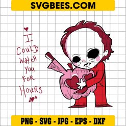 I Could Watch You For Hours SVG, Chibi Michael Myers SVG, Halloween Myers Pink SVG