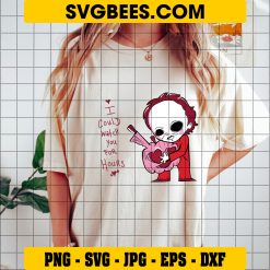 I Could Watch You For Hours SVG, Chibi Michael Myers SVG, Halloween Myers Pink SVG on Shirt