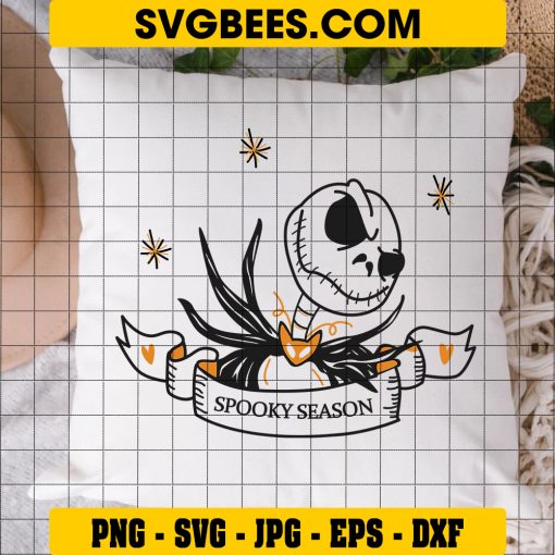 Jack Skellington Spooky Season SVG, Jack Nightmare Before Christmas SVG on Pillow