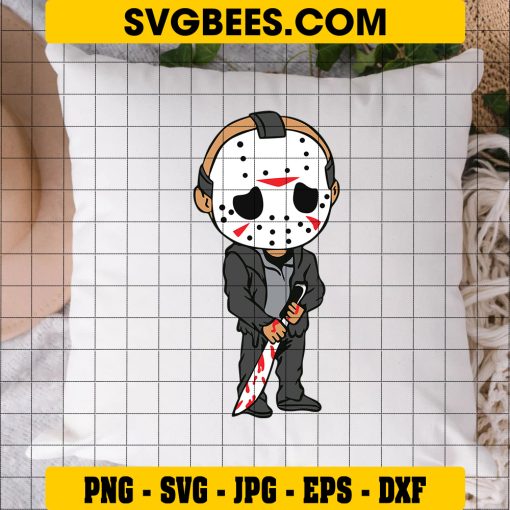 Jason Friday The 13Th SVG, Chibi Jason Voorhees Halloween SVG on Pillow