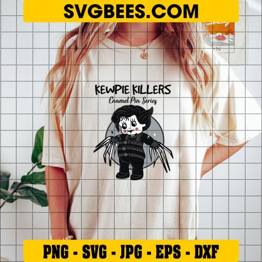 Kewpie Killers Enamel Pin Series SVG, Edward Scissorhands Chibi Halloween SVG on Shirt