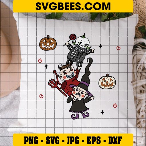 Lock Shock and Barrel Halloween SVG, Nightmare Before Christmas Chibi SVG on Pillow