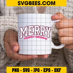 Merry Country Christmas SVG, Merry Christmas Pink SVG on Cup