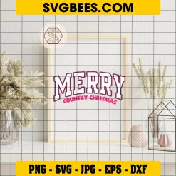 Merry Country Christmas SVG, Merry Christmas Pink SVG on Frame