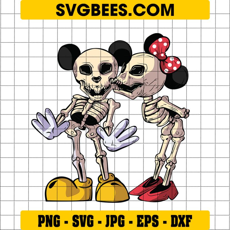 Mickey Minnie Skeleton SVG, Halloween Skeleton SVG, Disney Halloween SVG