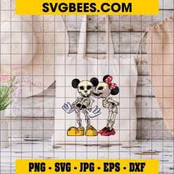 Mickey Minnie Skeleton SVG, Halloween Skeleton SVG, Disney Halloween SVG on Bag