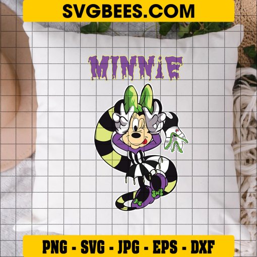 Minnie Beetlejuice SVG, Disney Minnie Costume SVG, Beetlejuice SVG on Pillow