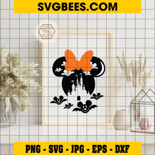 Minnie Mouse Bat Halloween SVG, Disneyland Halloween SVG on Frame