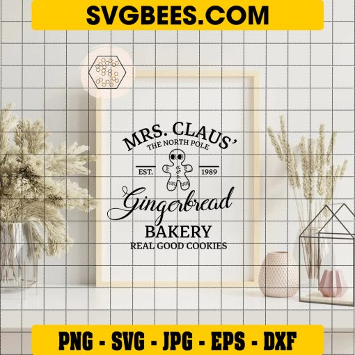 Mrs Claus Gingerbread Bakery SVG, Claus Gingerbread Christmas SVG on Frame