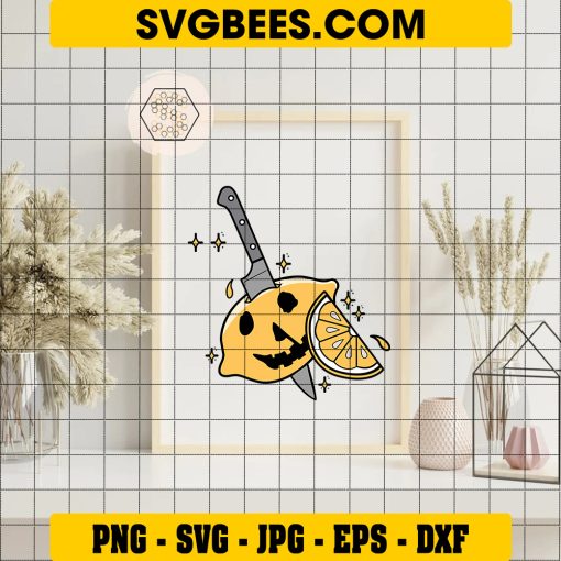 Myers Lemon Halloween SVG, Halloween Knife Lemon SVG on Frame